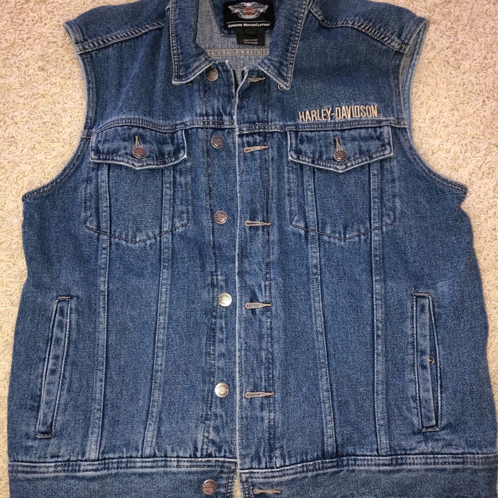 Harley Davidson denim vest large